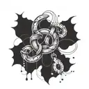 Create a Трикветр intertwined with handcuffs for a unique twist on a traditional symbol tattoo design idea