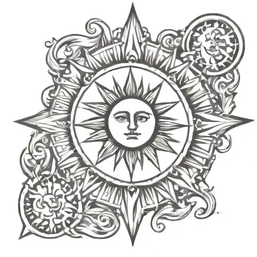 the sun tarot card tattoo which presents masculinity  tattoo design idea