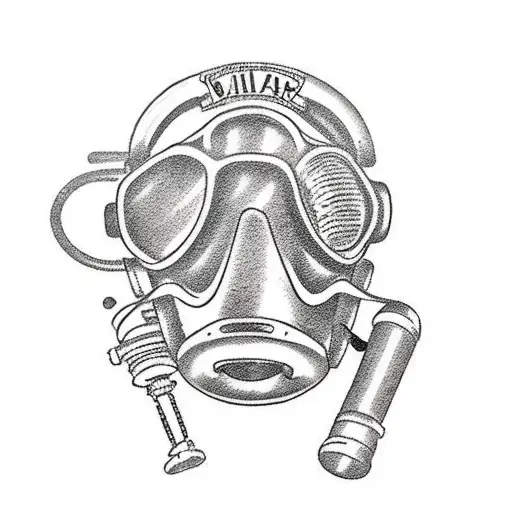 scuba diving mask and tank tattoo design idea