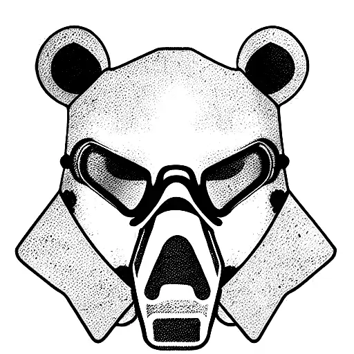 bear scuba diving mask and tank tattoo design idea
