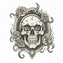 Skull with clock melting tattoo design idea