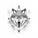 Tribal wolf half evil half good tattoo design idea