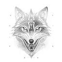 Tribal wolf half evil half good tattoo design idea