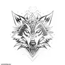 Tribal wolf half evil half good tattoo design idea