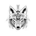 Tribal wolf half evil half good tattoo design idea