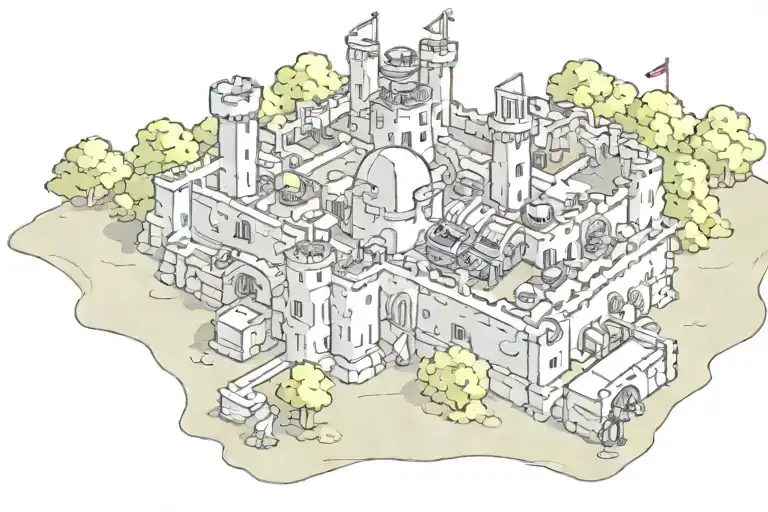 engineer castle surrounded tattoo design idea