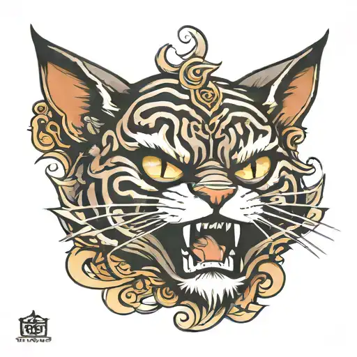 angry cat tattoo design idea