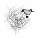 clock roses and bird tattoo design idea