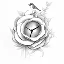 clock roses and bird tattoo design idea