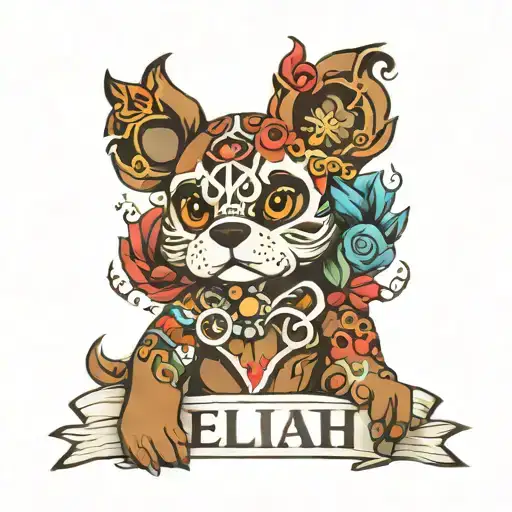 Elijah Rocco teddy names written tattoo design idea