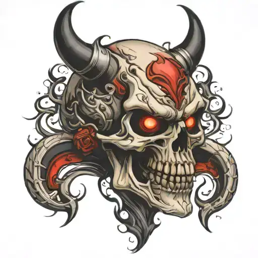 skull devil tattoo design idea