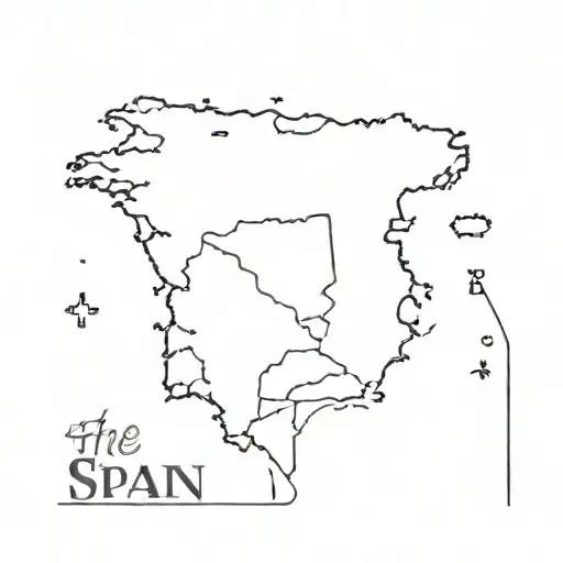 the map of Spain in a stamp tattoo design idea
