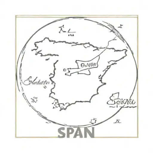 stamp with the map of Spain inside and espana written above the map in the stamp tattoo design idea