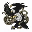 eagles and snake coming back tattoo design idea