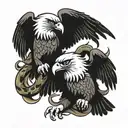 eagles and snake coming back tattoo design idea