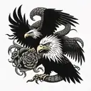 eagles and snake coming back tattoo design idea