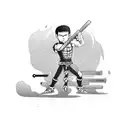 A blackwork tattoo of Chainsaw Man and Berserk characters in a weightlifting pose tattoo design idea