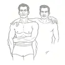 Arnold Swachennegger and Franco Anthony posing together tattoo design idea