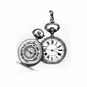 two pocket watches, two scrolls, Roman numerals for 07/06/16 tattoo design idea
