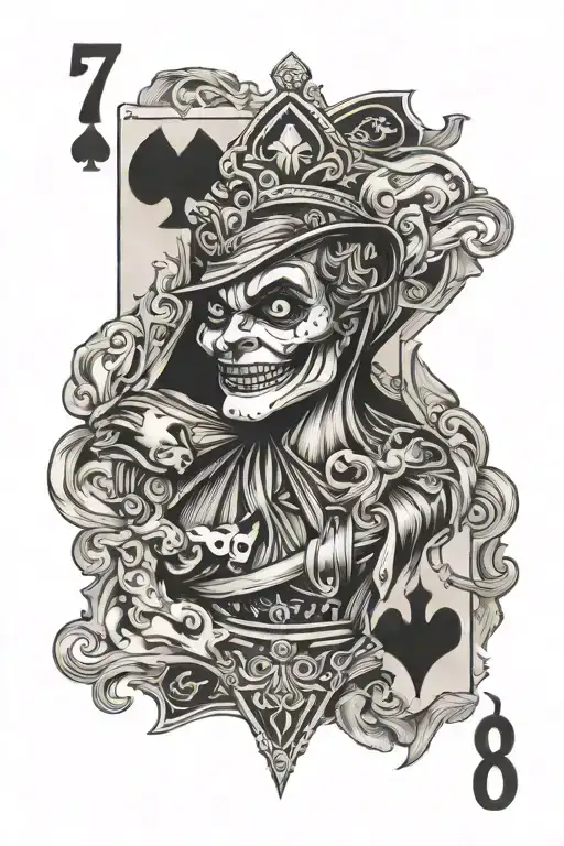 7 and 8 spades playing card joker tattoo design idea