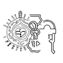 A minimalist tattoo of a key and lock symbolizing the bond between you and your partner, representing your commitment to grow old together. tattoo design idea