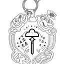 A minimalist tattoo of a key and lock symbolizing the bond between you and your partner, representing your commitment to grow old together. tattoo design idea