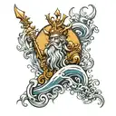 Poseidon god tattoo design idea