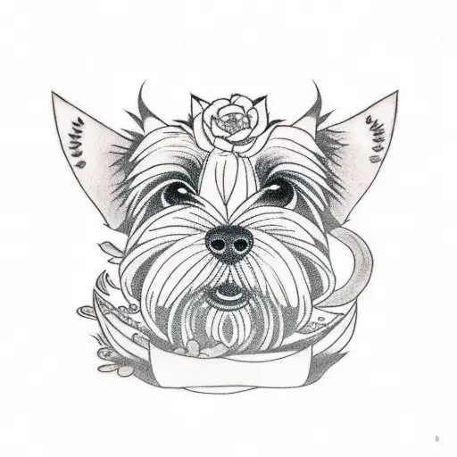 cairn terrier lying down  tattoo design idea