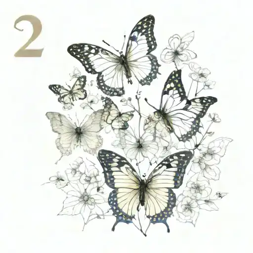 butterflies and birth year 2001  tattoo design idea