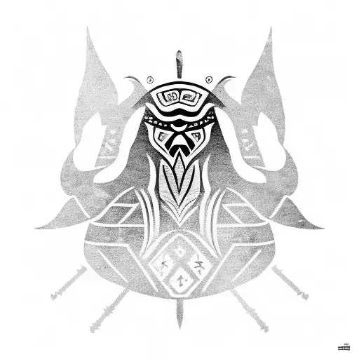 black crow in inuit style tribal tattoo design idea