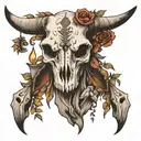 cow skull moment mori tattoo design idea