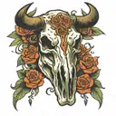 cow skull moment mori tattoo design idea