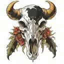 cow skull moment mori tattoo design idea