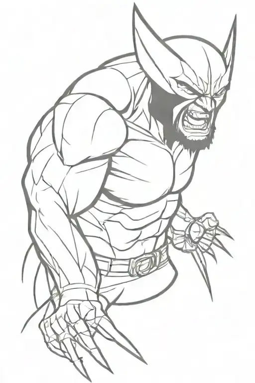 wolverine marvel, screaming with claws out tattoo design idea