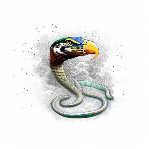 Mexican warrior, snake, eagle tattoo design idea