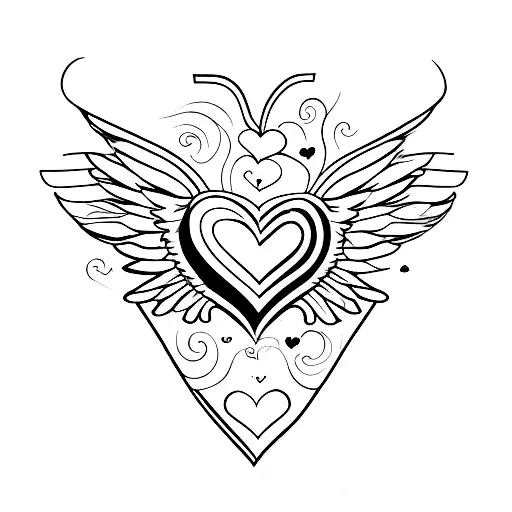 small heart with wings tattoo design idea