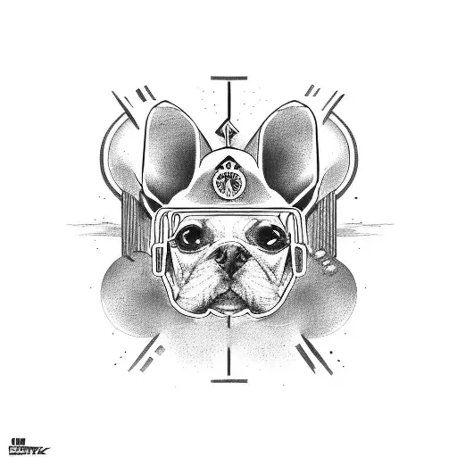 checkered flag, dog bone, Roman numeral date, see no evil, peace sign tattoo design idea