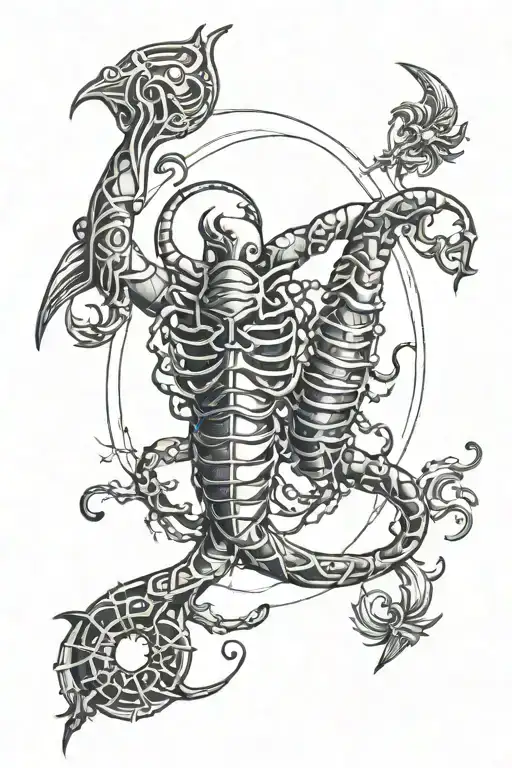 gemini and scorpio zodiac sign tattoo design idea