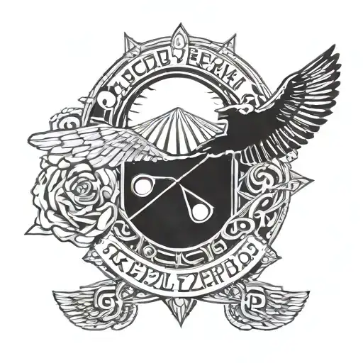 A tattoo design featuring iconic symbols of your favorite bands like Led Zeppelin and Metallica tattoo design idea