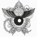 A tattoo design featuring iconic symbols of your favorite bands like Led Zeppelin and Metallica tattoo design idea