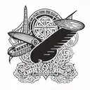 A tattoo design featuring iconic symbols of your favorite bands like Led Zeppelin and Metallica tattoo design idea