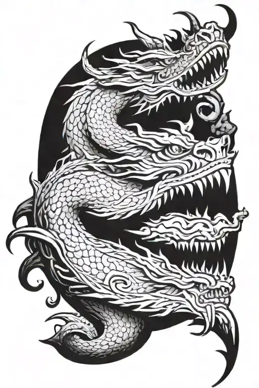 dragons and demons in your head emerging tattoo design idea