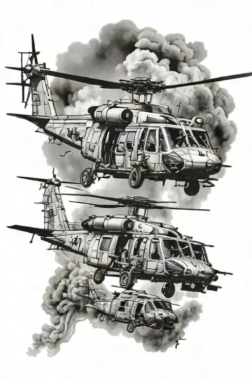 Army Iraq war Blackhawk helicopter  tattoo design idea