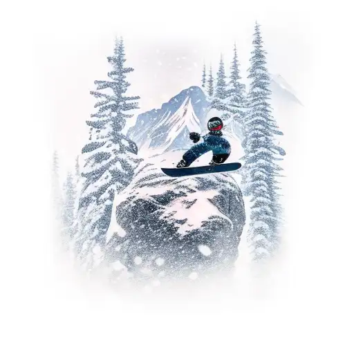 snow snowboard mountains tattoo design idea