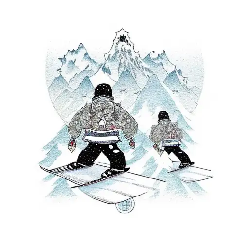 snow snowboard mountains tattoo design idea