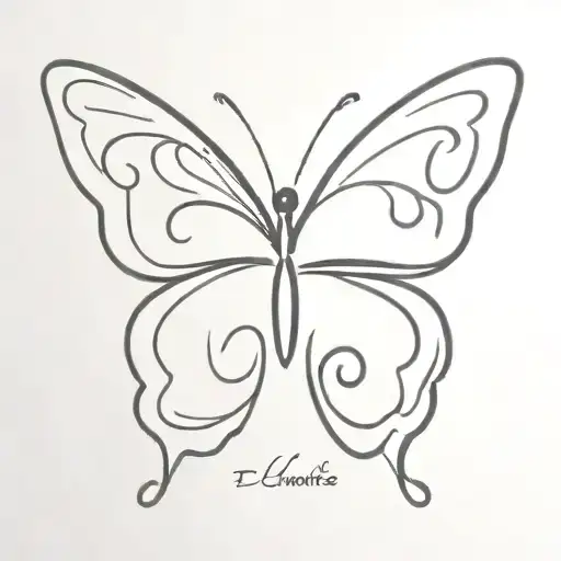 a simple butterfly where the wing is a cursive "e" tattoo design idea