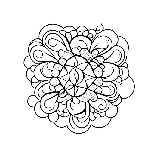 Uma tatuagem minimalista representando um útero estilizado entrelaçamento com flores tattoo design idea