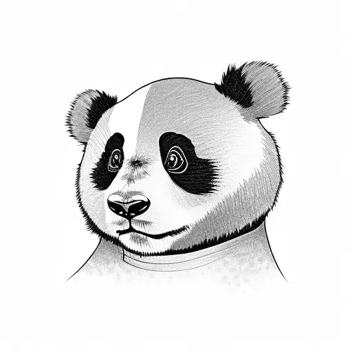 cartoon panda and flowers tattoo design idea