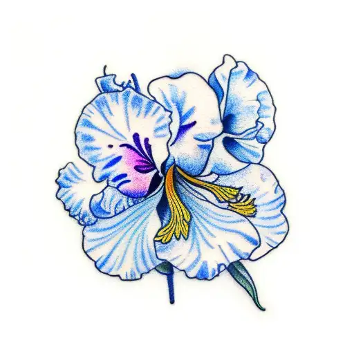 apple blossom flower with iris flower watercolor tatoo tattoo design idea