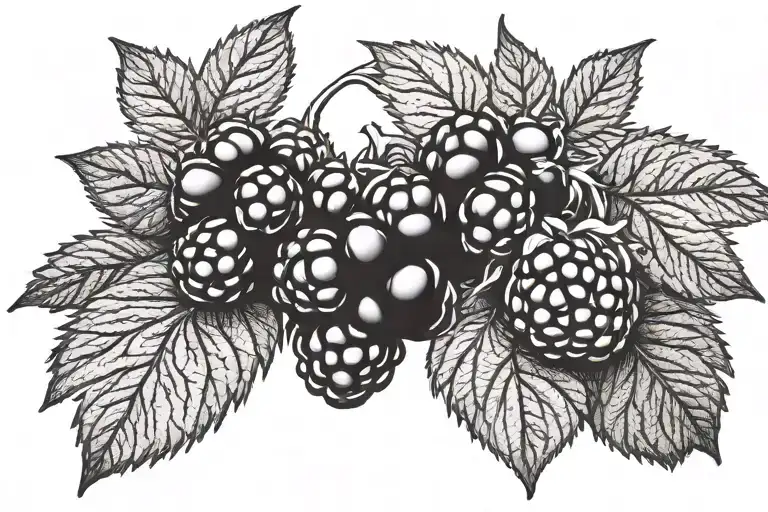 blackberry with flower and leaves  tattoo design idea